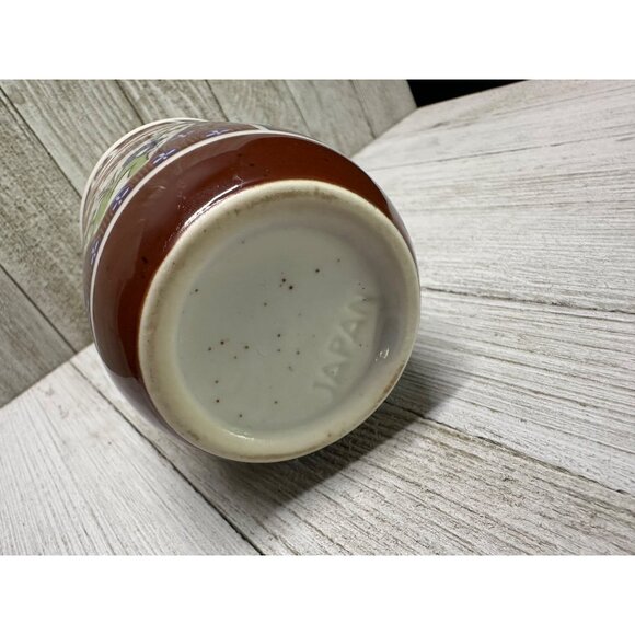 Vtg Japan Imari Coffee Tea Mugs Cups Speckled Stoneware Floral Peacock Set of 6 - Picture 7 of 10